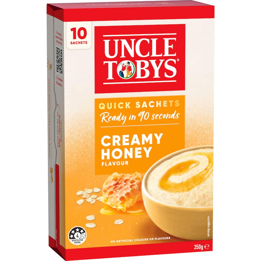 Uncle Tobys Oats Quick Sachets Creamy Honey 10 pack
