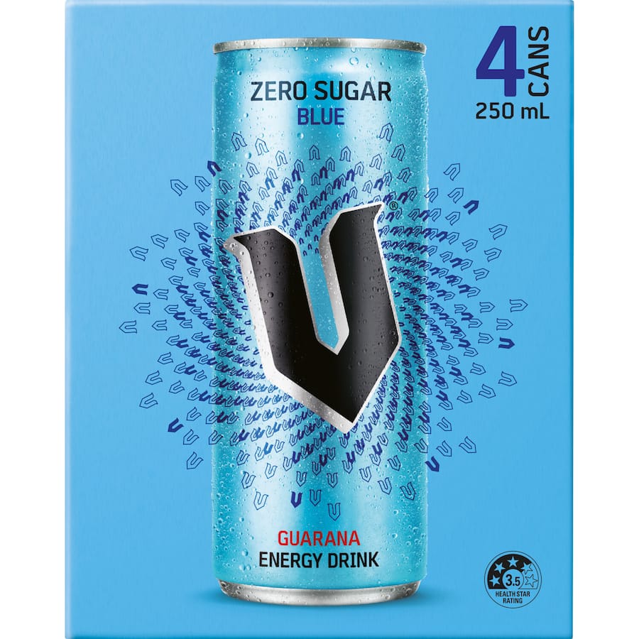 V Sugarfree Energy Drink Blue 250ml 4 pack