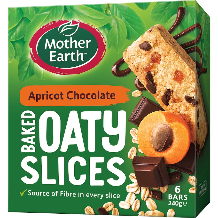 Mother Earth Oaty Slices Oat Bars Apricot Chocolate 6 pack