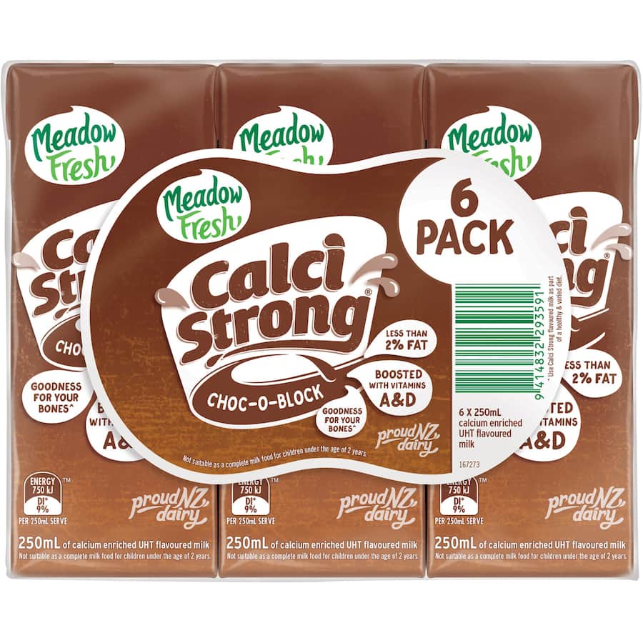 Meadow Fresh Calci Strong Flavoured Milk Chocolate Uht 6 pack