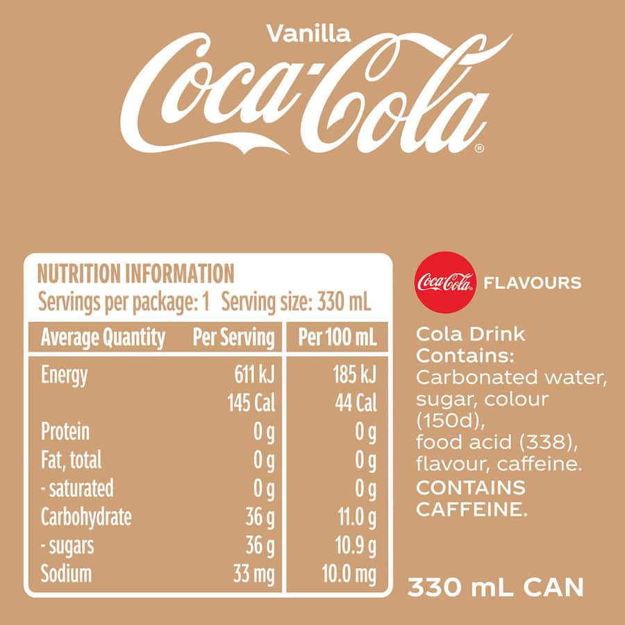 Coca Cola Soft Drink Vanilla 8 pack