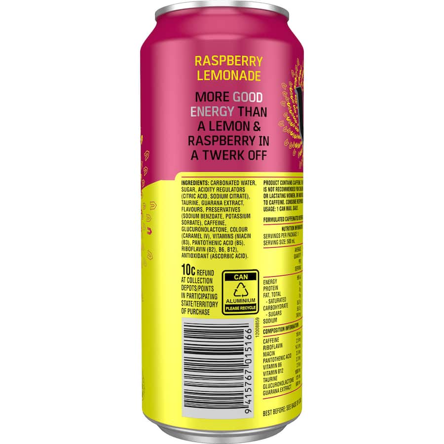 V Energy Drink Raspberry Lemonade 500ml