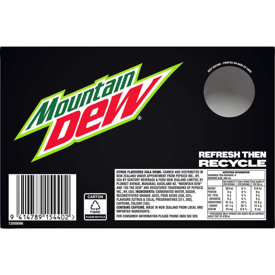 Mountain Dew Soft Drink 6 pack