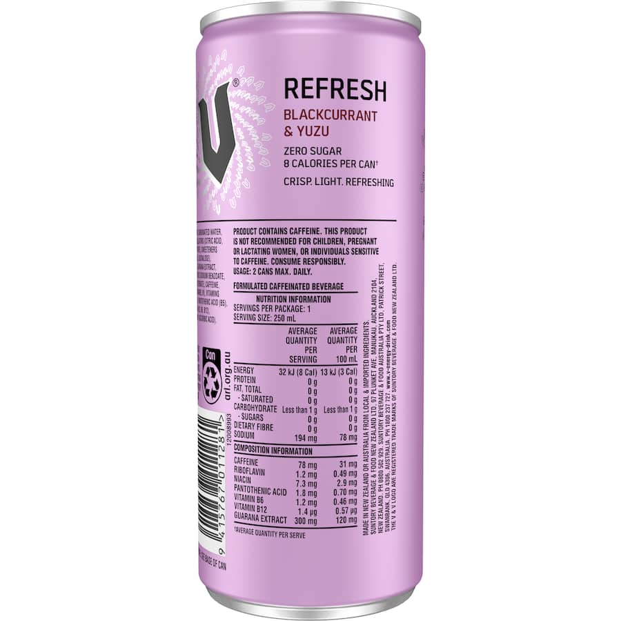 V Refresh Energy Drink Blackcurrant Yuzu 250ml