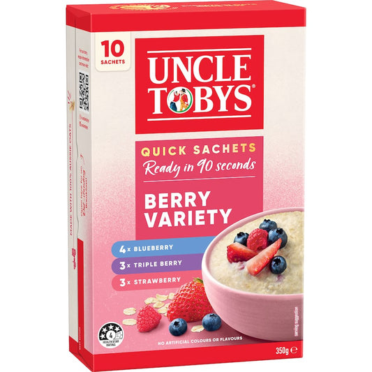 Uncle Tobys Oats Quick Sachets Berry Variety 10 pack