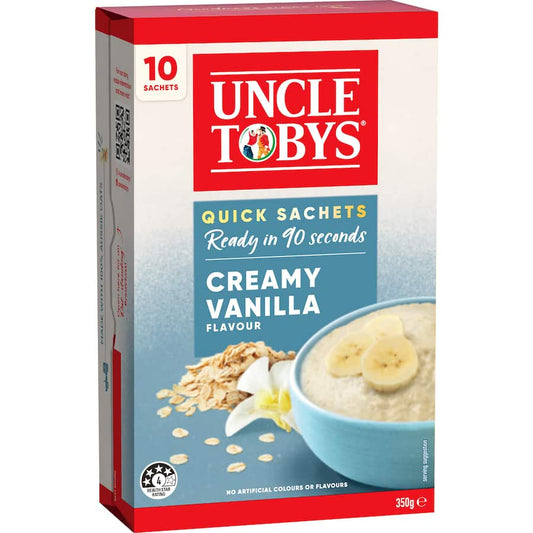 Uncle Tobys Oats Quick Sachets Creamy Vanilla 10 pack