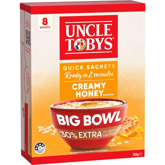 Uncle Tobys Oats Quick Sachets Creamy Honey 8 pack