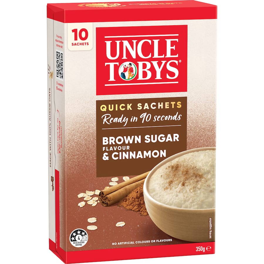 Uncle Tobys Oats Quick Sachets Brown Sugar & Cinnamon 10 pack