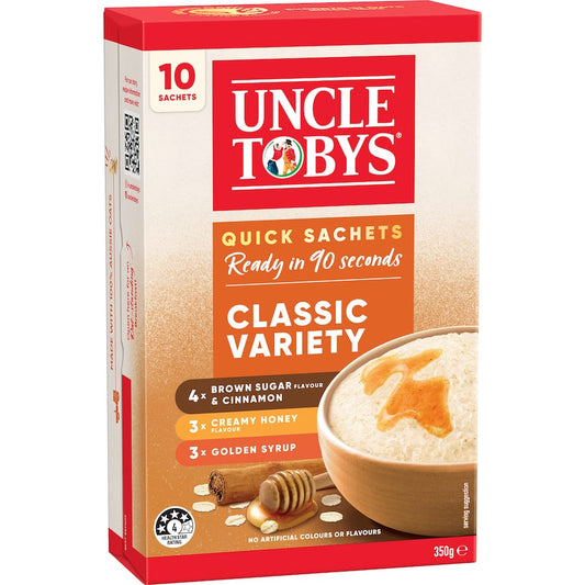 Uncle Tobys Oats Quick Sachets Classic Variety 10 pack