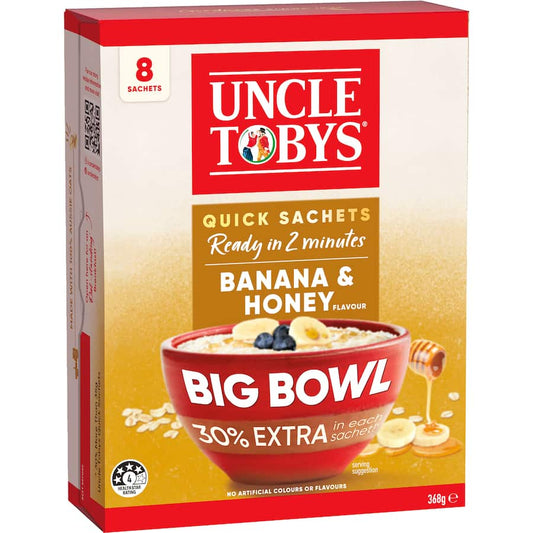 Uncle Tobys Oats Quick Sachets Banana Honey 8 pack