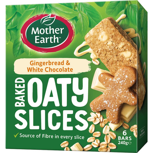 Mother Earth Oaty Slices Oat Bars Gingerbread & White Chocolate 6 pack