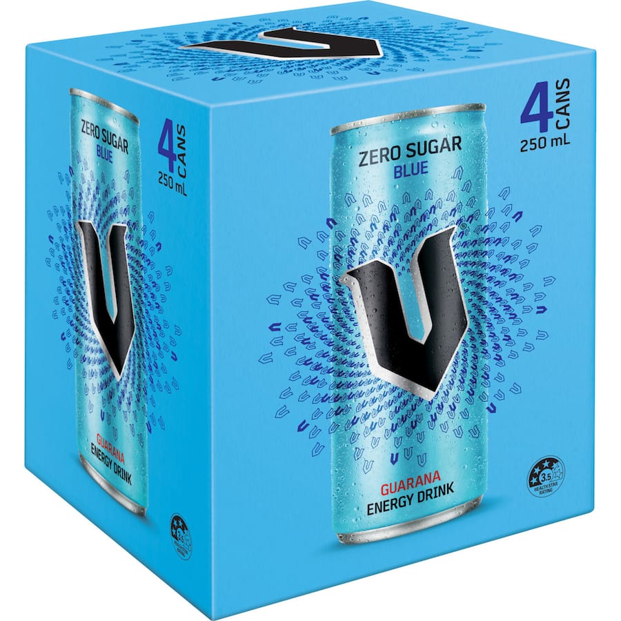 V Sugarfree Energy Drink Blue 250ml 4 pack