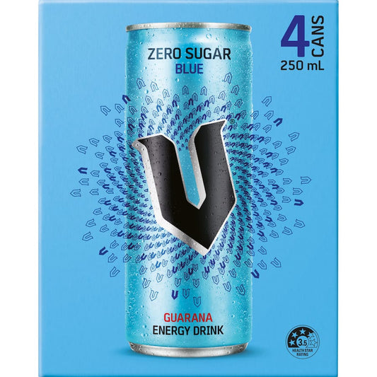 V Sugarfree Energy Drink Blue 250ml 4 pack