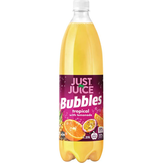 Just Juice Bubbles Soft Drink Tropical With Lemonade 1.5L