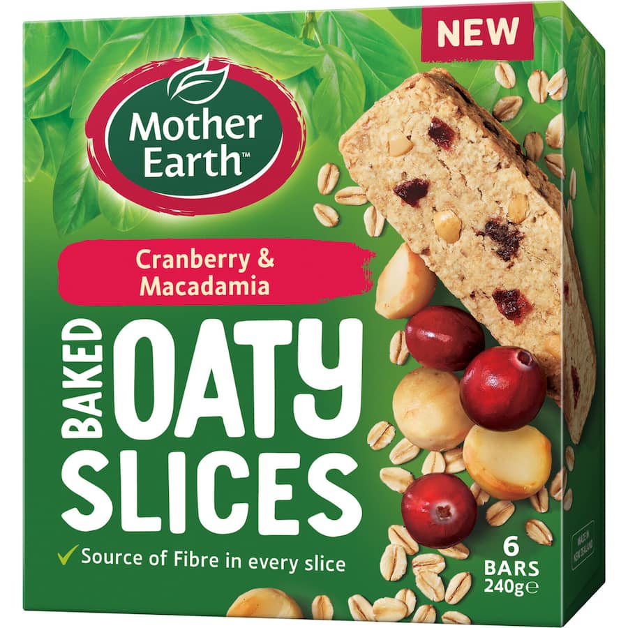 Mother Earth Oaty Slices Oat Bars Cranberry & Macadamia 6 pack