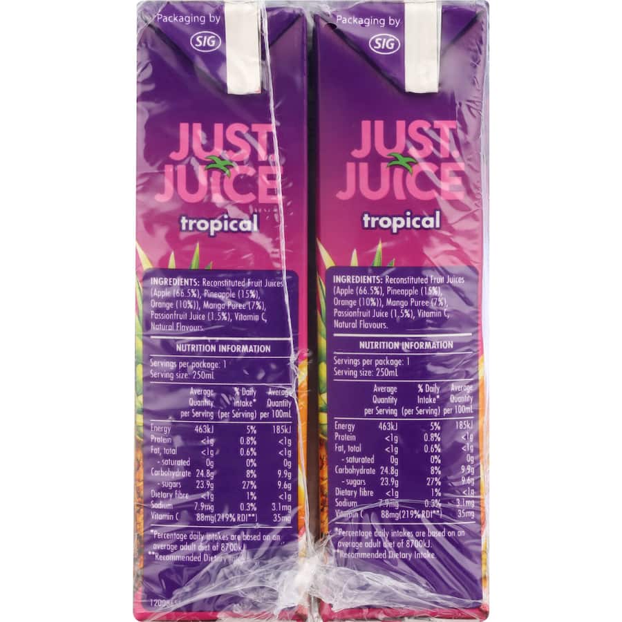 Just Juice Fruit Juice Tropical 250ml Each 6 pack