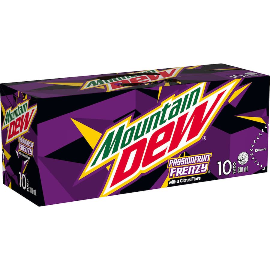 Mountain Dew Soft Drink Passionfruit Frenzy 10 pack