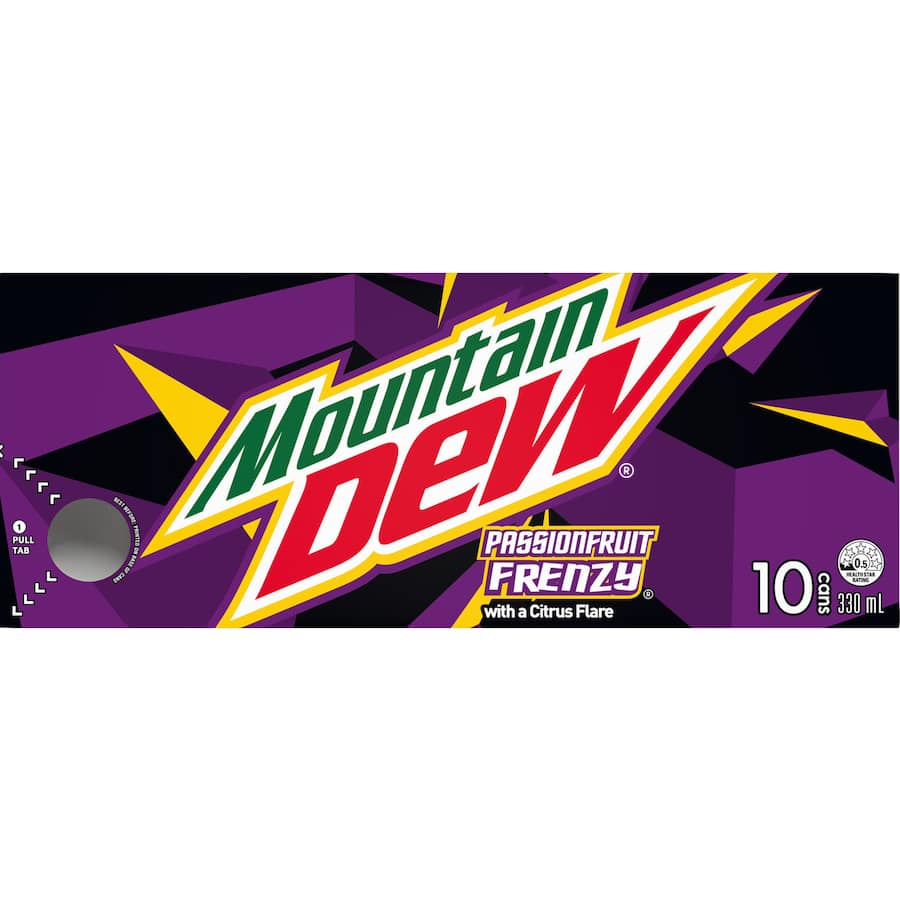 Mountain Dew Soft Drink Passionfruit Frenzy 10 pack