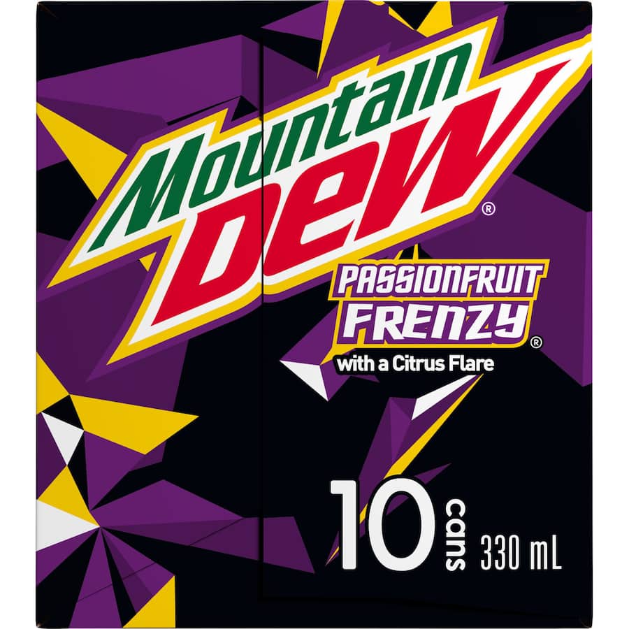 Mountain Dew Soft Drink Passionfruit Frenzy 10 pack