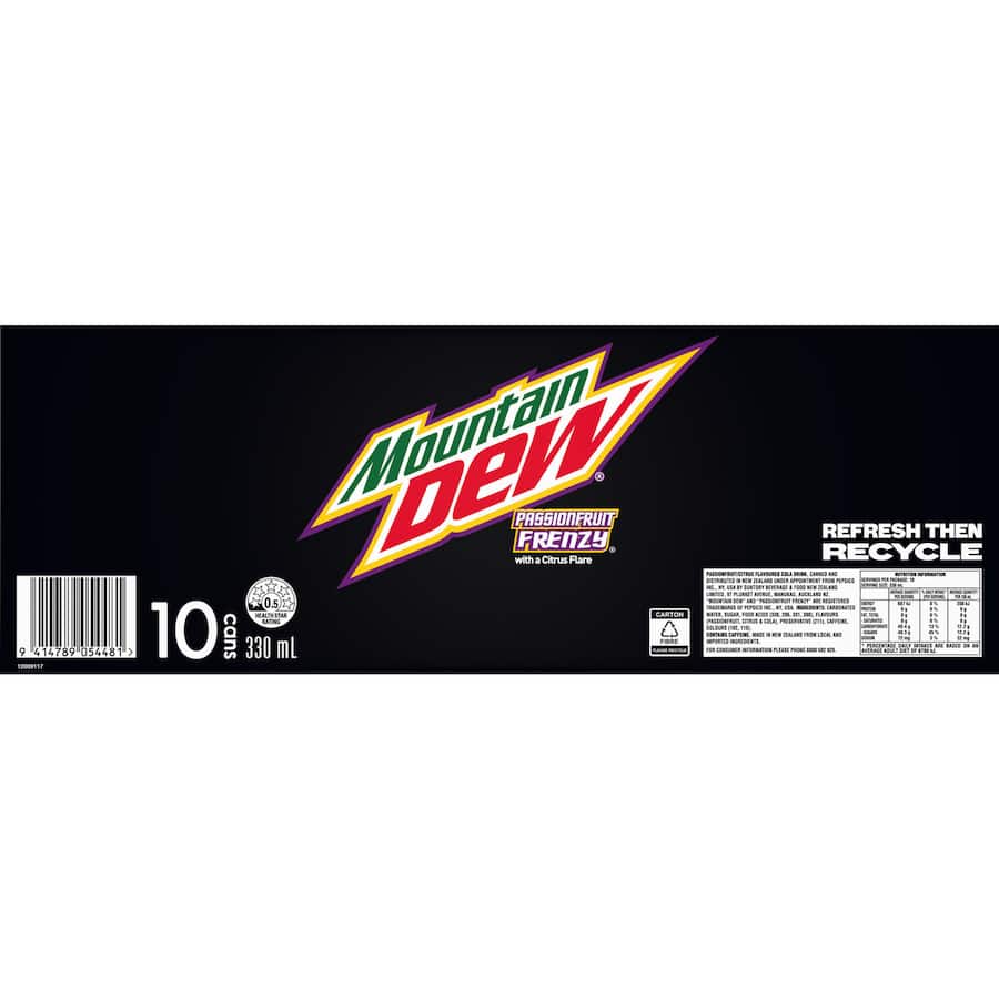 Mountain Dew Soft Drink Passionfruit Frenzy 10 pack